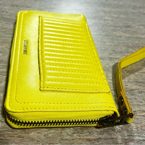 Zadig & Voltaire quilted canary yellow zippered wallet wristlet/ clutch - Picture 11 of 16